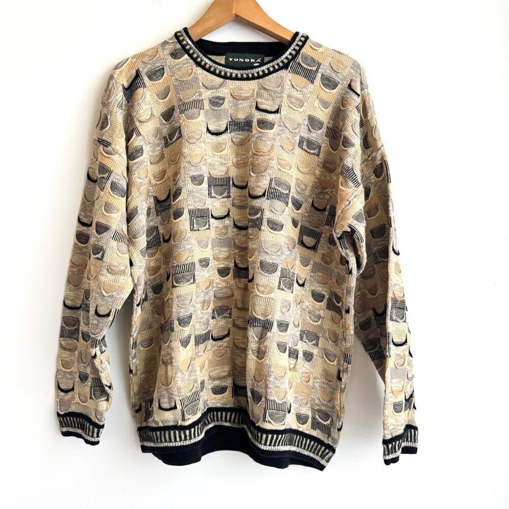 Vintage Tundra Earth Tones 3D Bill Cosby Textured Sweater L - Picture 1 of 8